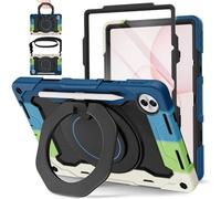 ROISKIN for Honor Pad 10 Case 12.1 Inch 2025 with Screen Protector, 360°Rotating Stand, Shoulder Strap, Heavy Duty Shockproof Kids Cover with Pencil Holder for Honor 10 Tablet Case, Black-Blue