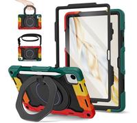 ROISKIN for Honor Pad X9a Case 11.5 inch 2025, Black-Red | with Screen Protector,Rotating Stand,Pencil Holder,Shoulder Strap,Heavy Duty Military Grade Shockproof Case for Kids