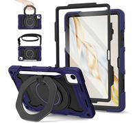ROISKIN For Honor Pad X9a Case 11.5 inch 2025: Heavy Duty Shockproof Case with Screen Protector & Rotating Stand & Shoulder Strap & Pencil Holder for Honor X9a Tablet,Navy Blue
