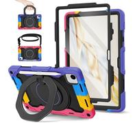 ROISKIN For Honor Pad X9a Case 11.5 inch 2025: Heavy Duty Shockproof Case with Screen Protector & Rotating Stand & Shoulder Strap & Pencil Holder for Honor X9a Tablet,Black-Pink
