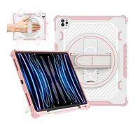 ROISKIN For iPad Pro 12.9 inch 2022/2021/2020/2018 Case,iPad Pro 12.9" 6th/5th/4th/3rd Generation with 360° Stand & Hand Strap & Pencil Holder (Pink)