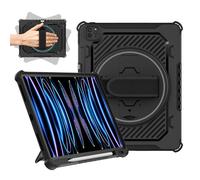 ROISKIN For iPad Pro 12.9 inch 2022/2021/2020/2018 Case,iPad Pro 12.9" 6th/5th/4th/3rd Generation with 360° Stand & Hand Strap & Pencil Holder (Black)