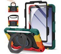 ROISKIN For Samsung Galaxy Tab A9 Case 8.7 inch 2023: Heavy Duty Shockproof with Screen Protector & Rotating Stand & Shoulder Strap & Pencil Holder for Samsung A9 Tablet Case,Black-Red