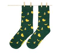 Roits Men’s Bananas Green Socks 7-12 - Cool Happy Odd Funky Funny Fruit Design Socks