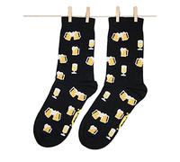 Roits Men’s Beer Black Socks 7-12 - Cool Happy Odd Funky Funny Design Socks