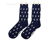 Roits Men’s Cactus Blue Socks 7-12 - Cool Happy Odd Funky Funny Plant Design Socks