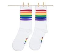 Roits Pride Socks - Unisex Premium Combed Cotton Rainbow Striped Crew Socks | LGBTQ+ Pride Accessories for Men & Women | Sustainable Gift Packaging | Ethically Made in Spain