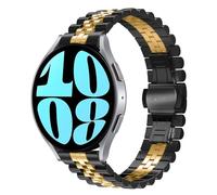 RoiYeel 20mm Metal Strap Compatible with Samsung Galaxy Watch FE/Galaxy Watch 7/6/5/4 44mm 40mm/Galaxy Watch 6 Classic 47mm, Stainless Steel Metal band for Galaxy Watch 5 Pro 45mm, BlackGlod