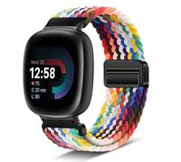 RoiYeel Nylon Strap Compatible with Fitbit Versa 4 /Fitbit Versa 3 /Sense 2 /Fitbit Sense, Soft Nylon Sport Replacement Band for Fitbit Sense 4 /Versa 3 Strap for Women Men (Official Rainbow)