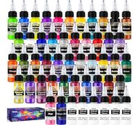Roizefar Airbrush Paint, 44 Colors with 6 Thinners, Iridescent, Neon and Metallic Colors, Ready to Spray Acrylic Air Brush Paint Set, Water-Based Airbrush Painting Kit for Artists Beginners