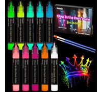 Roizefar Glow in the Dark Paint, 10 Colours x 20ml, Glows Fabric Paint