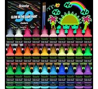Roizefar Glow in the Dark Paint, 30 Colours x 20 ml Paints, Long-Lasting Sparkling Luminous Glow Fabric Paint for T-Shirt, Canvas, Ideal for Art Supplies and DIY Decoration