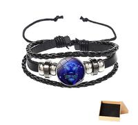ROJADA Zodiac Signs Spirit Bracelet,Multilayer Zodiac Leather Bracelet, Handmade Woven Zodiac Sign Wrap Bracelet,Jewelry Gift for Constellation Lover (Leo)