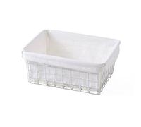 Rojeam Iron Storage Basket for Home Decorative & Storage Metal Wire Basket with with Removable Liner for Bread Muffin Fruits Storage Organizer Bin Containers (White 1)