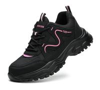 Rojeam Steel Toe Work Shoes for Women Men Slip Resistant Safety Shoes Puncture Proof Indestructible Sneakers Pink 3.5 UK