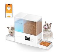 Rojeco 36Cups/8.5L WiFi Automatic Cat Feeder and Gravity Water Dispenser,Stainless Steel Bowls 2-in-1 Large Capacity 5L Food Dispenser with APP and 3.5L Water Fountain for Pets,Dogs,Puppies,Kittens