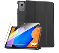 Rojeuinn Case for Lenovo ldea Tab 11 Inch 2025 Tablet Case Cover + 1 Piece Protective Glass Screen Protector - Black