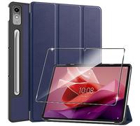 Rojeuinn Case for Lenovo Tab P12 12.7 Inch 2023 Tablet Case Cover + 1 Piece Protective Glass Screen Protector, Ultra Slim Super Light Triple Fold Folding Protective Case with Auto Sleep/Wake Function