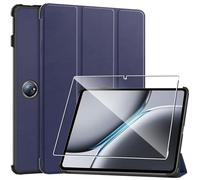 Rojeuinn Case for Oneplus Pad 2/Oppo Pad 3 Pro 12.1 Inch 2024 Tablet Case Cover + 1 Piece Protective Glass Screen Protector, Ultra Slim Super Light Triple Fold Folding Protective Case Blue