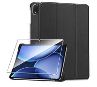Rojeuinn Case for Oneplus Pad 3 12.2 Inch 2025 + 1 Pack Tempered Glass, with Stand Function, Anti-Scratch Protective Case Function - Black