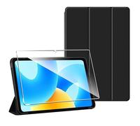 Rojeuinn Cover for Honor Magic Pad 3 13.3 Inch 2025 Cases + 1 Pieces Tempered Glass, Rubber Protection, Ultra Thin Shockproof Anti-Scratch Flexible TPU Case - Black