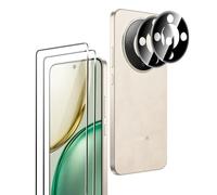 Rojeuinn Honor Magic 8 Lite Tempered Glass Screen Protector, 2 Pieces Tempered Glass with Positioner+2 Pieces Rear Camera Screen Protector, 9H Hardness