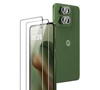 Rojeuinn Motorola Moto G56 Tempered Glass Screen Protector, 2 Pieces Tempered Glass with Positioner+2 Pieces Rear Camera Screen Protector, 9H Hardness