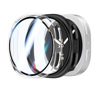 Rojeuinn Pack of 2 Case for Samsung Galaxy Watch 8 44 mm Protective Case with Screen Protector, Hard PC 360° All-Round Anti-Scratch Anti Dust Ultra Thin Protective Case Transparent + Black
