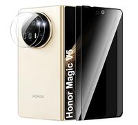 Rojeuinn Privacy Screen for Honor Magic V5 5G,2 Pieces Anti-peeping Tempered Glass Protective Film+2 Pieces Tempered Glass Camera Protector,9H HD Privacy Film
