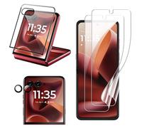 Rojeuinn Screen Protector for Motorola Moto Razr 50/60 Ultra Screen Protector, Pack of 2 Soft TPU Screen Protector + 1 Piece Secondary Screen Made of Tempered Glass + 2 Pieces Camera Protection