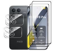 Rojeuinn Tempered Glass for Xiaomi Poco F8 Pro Screen Protector Tempered Glass Film, Pack of 2 Protective Glass with Locator + Camera Protection Film, 9H Hardness Anti-Scratch Screen Protector HD