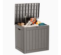 ROJIK Outdoor Storage Housing Deck Box - Waterproof Patio Furniture, Garden Tools, Cushions, Pool Accessories Storage Bench with Lockable Lid and Side Handles (Grey)
