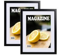 Rojohous 2 Packs Magazine Frame Sports Magazine Display Frame for Wall fits Magazine Measuring 8.5 x 11.25 Inch UV Protection Picture Frames with Deep Frame Moulding