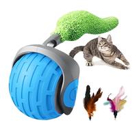 ROJSEW Speedy 2.0 Tail Cat Dog Toy, Fast Rolling On Carpet, Automatic Self Moving, Provide an Exciting Play, Interactive Cat Toys for Indoor, Ball with Tail, Rolling Ball, Two Speed Adjustment (Blue)