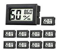 Rojuna 10-Pack Mini Thermometer Hygrometer, Small Digital Electronic Temperature Humidity Meters Gauge Indoor LCD Display Fahrenheit for Humidors, Greenhouse, Garden, Cellar, Fridge, Mason Jar