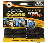 ROK Straps 10314 Adjustable Pack Stretch Straps for Motorcycle/ATV, Black, 42"