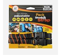 Rok Straps Motorcycle Adjustable Luggage Strap 16mm - Upto 42" - 310 to 1060mm (Twin Pack) Black/Orange/Reflective ROK360