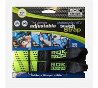 ROK Straps Motorcycle Adjustable Luggage Strap 25mm - 18"- 60" (Twin Pack) Fluo Green Black REflective ROK057