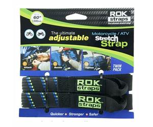 ROK STRAPS MOTORCYCLE LUGGAGE STRETCH STRAP 60″ BLACK/BLUE/GREEN