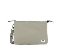 ROKA Carnaby XL Slim Crossbody Bags for Women & Men - 3 Compartments, Chunky Zip, Removable & Adjustable Strap for Phone, Wallet, Keys - Coriander Grey