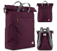 ROKA Finchley Roll Top Backpack for Women & Men - Large Canvas Rucksack w/Magnetic Closure & Multi Pockets for Work, School, Travel - Sienna Red