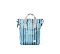 ROKA London Bantry Small Canvas Backpack - Blue Stripe | Lightweight everyday backpack with practical storage, comfortable adjustable straps and a weather-resistant recycled material