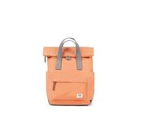 ROKA London Canfield B Small Sustainable Nylon Backpack Firecracker | Compact roll top backpack with wide zip opening, tablet storage, secret pocket, side pockets and adjustable shoulder straps