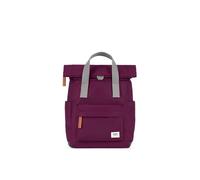 ROKA London Canfield B Small Sustainable Nylon Backpack Royal Burgundy | Compact roll top backpack with wide zip opening, tablet storage, secret pocket, side pockets and adjustable shoulder straps
