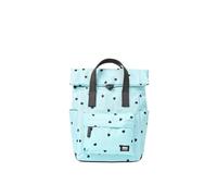 ROKA London Canfield Small Canvas Roll Top Backpack Heart Print | Roll top backpack with weather-resistant recycled canvas, wide zip opening, tablet storage and adjustable straps