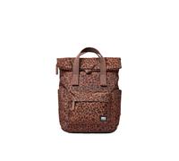 ROKA London Canfield Small Canvas Roll Top Backpack Mini Leopard | Roll top backpack with weather-resistant recycled canvas, wide zip opening, tablet storage and adjustable straps