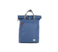 ROKA London Finchley A Medium Recycled Canvas (Burnt Blue) | Roll top backpack with spacious storage, padded laptop sleeve, side bottle pockets, secret pocket and adjustable straps