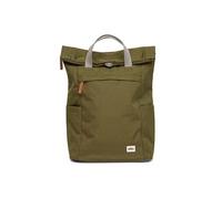 ROKA London Finchley A Medium Recycled Canvas (Moss) | Roll top backpack with spacious storage, padded laptop sleeve, side bottle pockets, secret pocket and adjustable straps