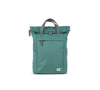 ROKA London Finchley A Medium Recycled Canvas (Sage) | Roll top backpack with spacious storage, padded laptop sleeve, side bottle pockets, secret pocket and adjustable straps