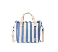 ROKA London Hampstead Insulated Lunch Bag - Roll Top Lunch Tote Cooler Bag with Adjustable Shoulder Strap, Water Resistant Reusable Lunch Bag for Work, School, Picnic & Travel (Denim Stripe)